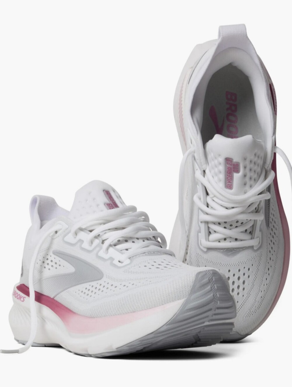 Brooks Glycerin GTS 23 Running Shoes Women’s White and Pink Sneakers Sz 9 New